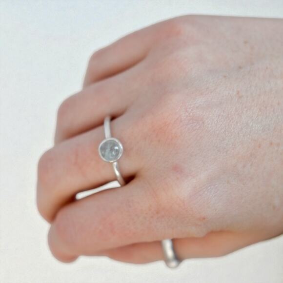 Vintage Sterling Silver 925 Blue Tourmaline Minimalist Stack Ring SIZE 10 - Picture 7 of 8